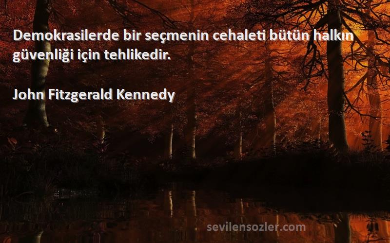 John Fitzgerald Kennedy Sözleri 
Demokrasilerde bir seçmenin cehaleti bütün halkın güvenliği için tehlikedir.