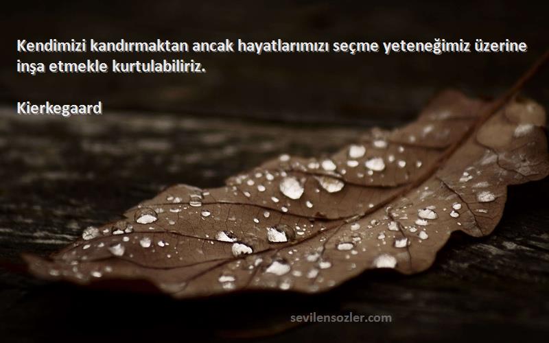 Kierkegaard - Kendimizi kandırmaktan ancak hayatlarımızı seçme yeteneğimiz üzerine inşa etmekle kurtulabiliriz.