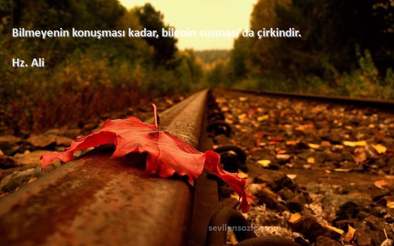Hz. Ali - Bilmeyenin konuşması kadar, bilenin susması'da çirkindir.
