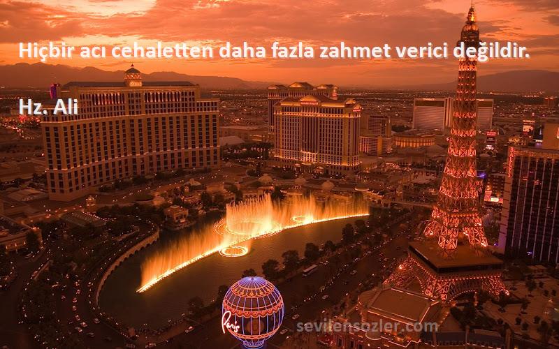 Hz. Ali - Hiçbir acı cehaletten daha fazla zahmet verici değildir.