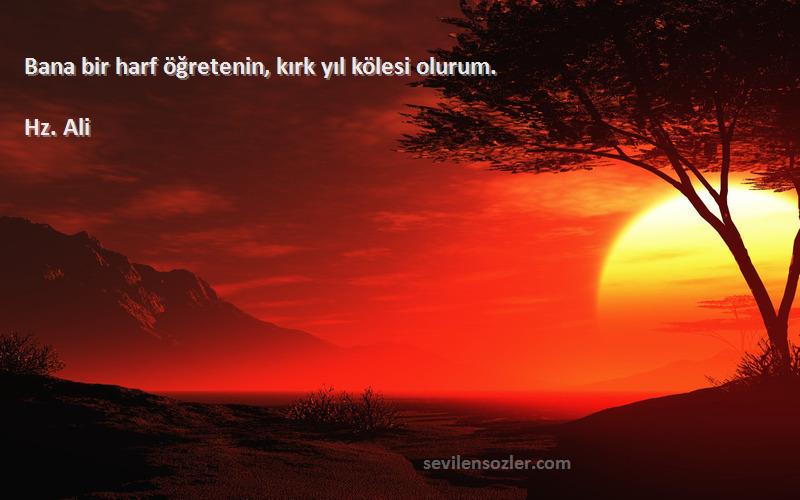 Hz. Ali - Bana bir harf öğretenin, kırk yıl kölesi olurum.