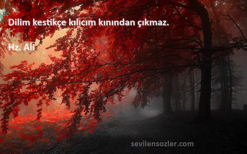 Hz. Ali - Dilim kestikçe kılıcım kınından çıkmaz.