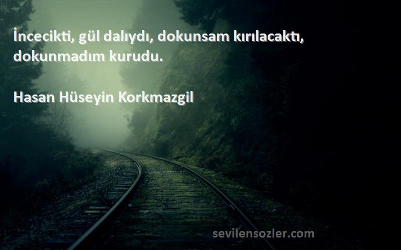 Hasan Hüseyin Korkmazgil - İncecikti, gül dalıydı, dokunsam kırılacaktı, dokunmadım kurudu.