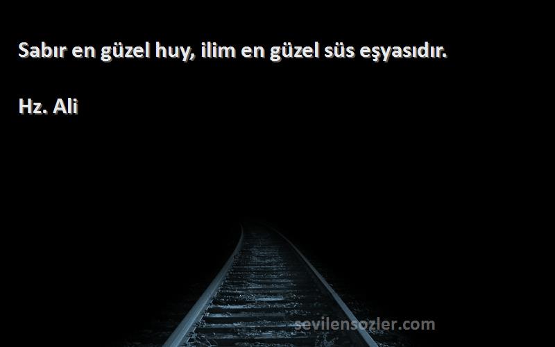 Hz. Ali - Sabır en güzel huy, ilim en güzel süs eşyasıdır.