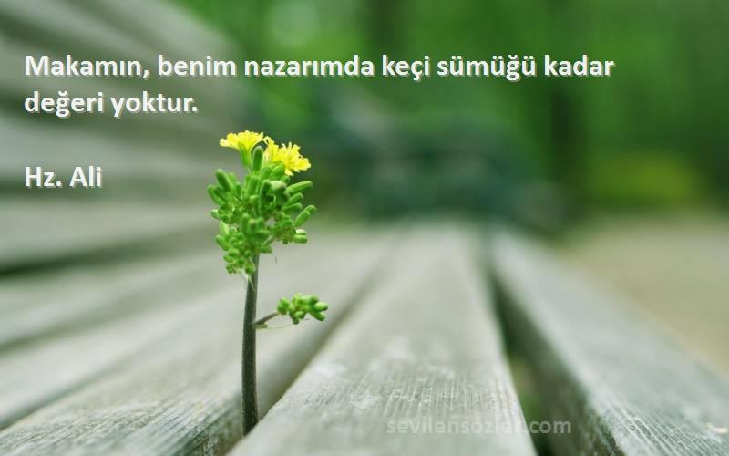 Hz. Ali - Makamın, benim nazarımda keçi sümüğü kadar değeri yoktur.