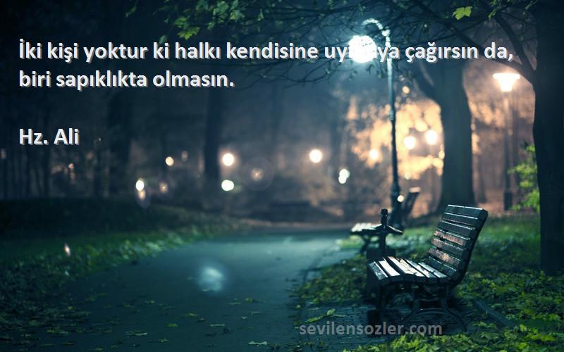 Hz. Ali - İki kişi yoktur ki halkı kendisine uymaya çağırsın da, biri sapıklıkta olmasın.