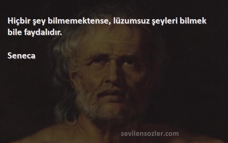 Seneca - Hiçbir şey bilmemektense, lüzumsuz şeyleri bilmek bile faydalıdır.