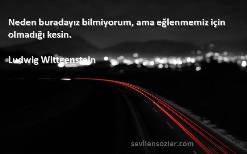 Ludwig Wittgenstein - Neden buradayız bilmiyorum, ama eğlenmemiz için olmadığı kesin.