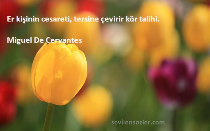 Miguel De Cervantes Sözleri 
Er kişinin cesareti, tersine çevirir kör talihi.