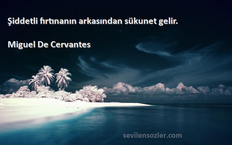 Miguel De Cervantes - Şiddetli fırtınanın arkasından sükunet gelir.