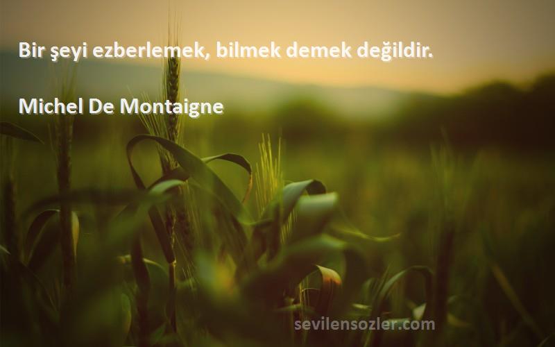 Michel De Montaigne - Bir şeyi ezberlemek, bilmek demek değildir.