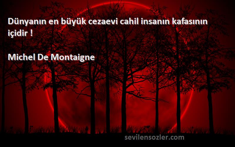 Michel De Montaigne - Dünyanın en büyük cezaevi cahil insanın kafasının içidir !