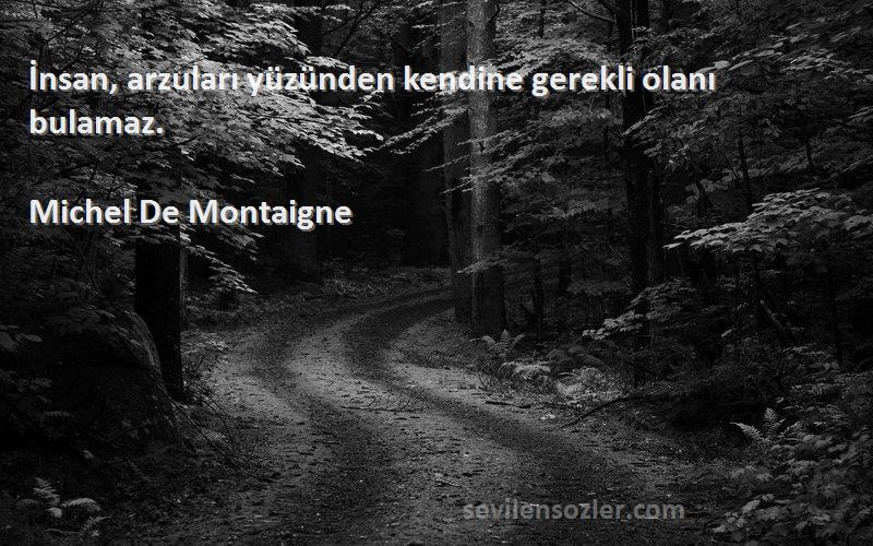 Michel De Montaigne Sözleri 
İnsan, arzuları yüzünden kendine gerekli olanı bulamaz.
