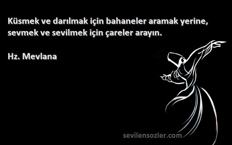 Hz. Mevlana - Küsmek ve darılmak için bahaneler aramak yerine, sevmek ve sevilmek için çareler arayın.