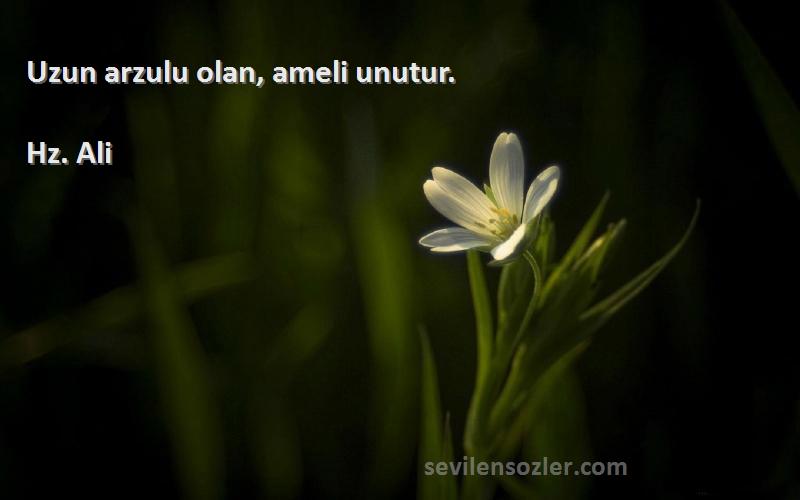Hz. Ali - Uzun arzulu olan, ameli unutur.