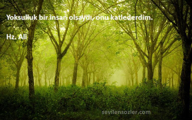 Hz. Ali - Yoksulluk bir insan olsaydı, onu katlederdim.