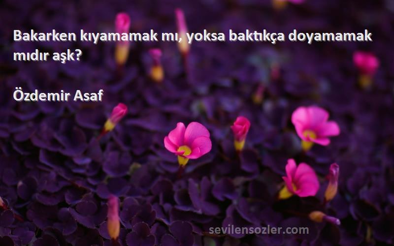 Özdemir Asaf Sözleri 
Bakarken kıyamamak mı, yoksa baktıkça doyamamak mıdır aşk?