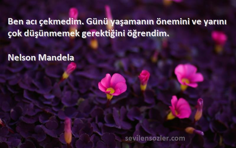 Nelson Mandela - Ben acı çekmedim. Günü yaşamanın önemini ve yarını çok düşünmemek gerektiğini öğrendim.