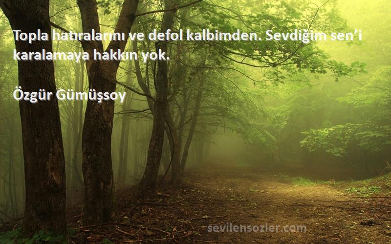 Özgür Gümüşsoy - Topla hatıralarını ve defol kalbimden. Sevdiğim sen’i karalamaya hakkın yok.