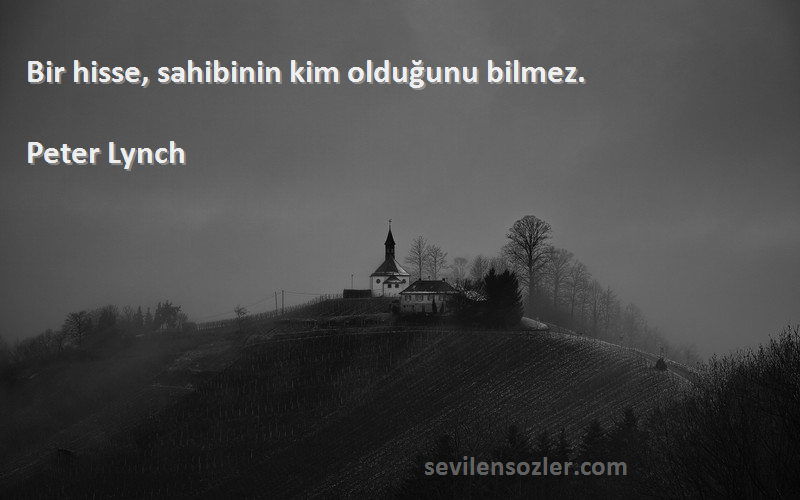 Peter Lynch Sözleri 
Bir hisse, sahibinin kim olduğunu bilmez.