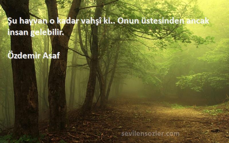 Özdemir Asaf - Şu hayvan o kadar vahşî ki.. Onun üstesinden ancak insan gelebilir.