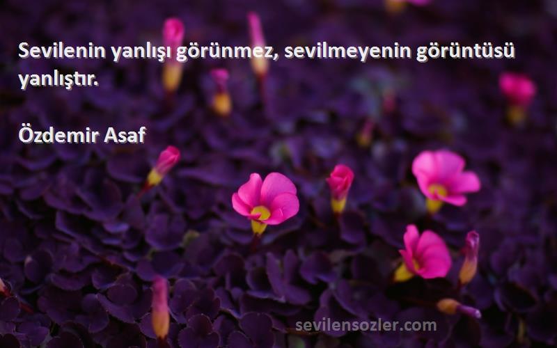 Özdemir Asaf - Sevilenin yanlışı görünmez, sevilmeyenin görüntüsü yanlıştır.