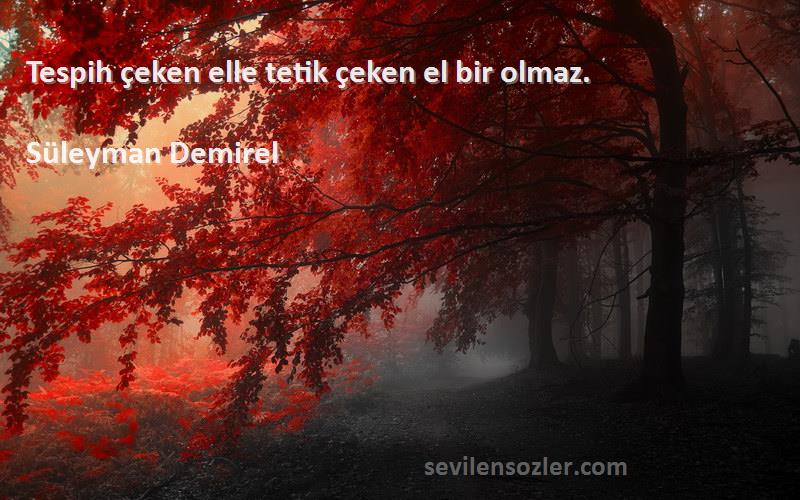 Süleyman Demirel - Tespih çeken elle tetik çeken el bir olmaz.