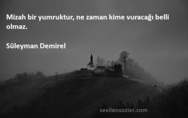 Süleyman Demirel - Mizah bir yumruktur, ne zaman kime vuracağı belli olmaz.