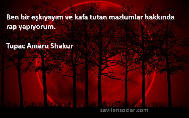 Tupac Amaru Shakur Sözleri 
Ben bir eşkıyayım ve kafa tutan mazlumlar hakkında rap yapıyorum.