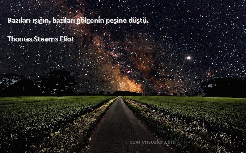 Thomas Stearns Eliot Sözleri 
Bazıları ışığın, bazıları gölgenin peşine düştü.