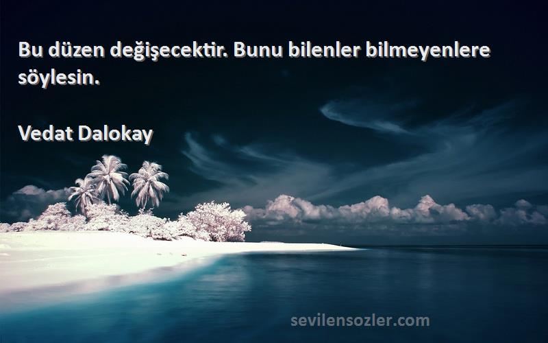 Vedat Dalokay - Bu düzen değişecektir. Bunu bilenler bilmeyenlere söylesin.