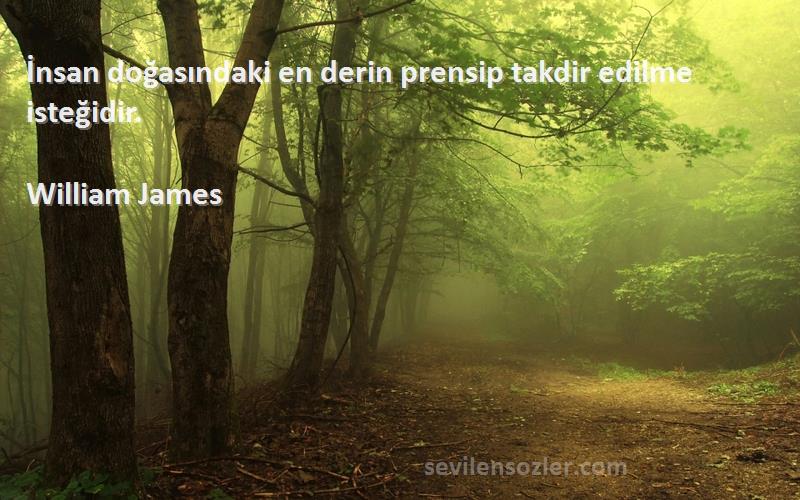 William James Sözleri 
İnsan doğasındaki en derin prensip takdir edilme isteğidir.