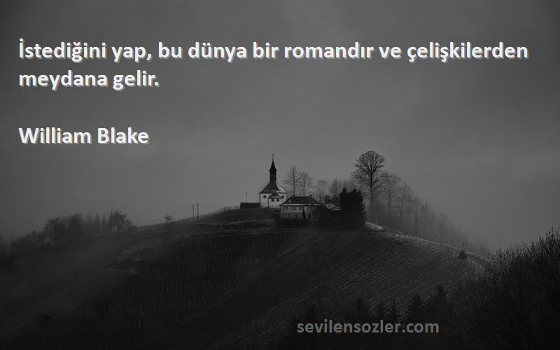 William Blake Sözleri 
İstediğini yap, bu dünya bir romandır ve çelişkilerden meydana gelir.