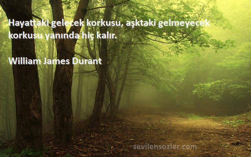 William James Durant Sözleri 
Hayattaki gelecek korkusu, aşktaki gelmeyecek korkusu yanında hiç kalır.