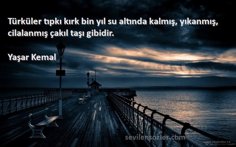 Yaşar Kemal Sözleri 
Türküler tıpkı kırk bin yıl su altında kalmış, yıkanmış, cilalanmış çakıl taşı gibidir.