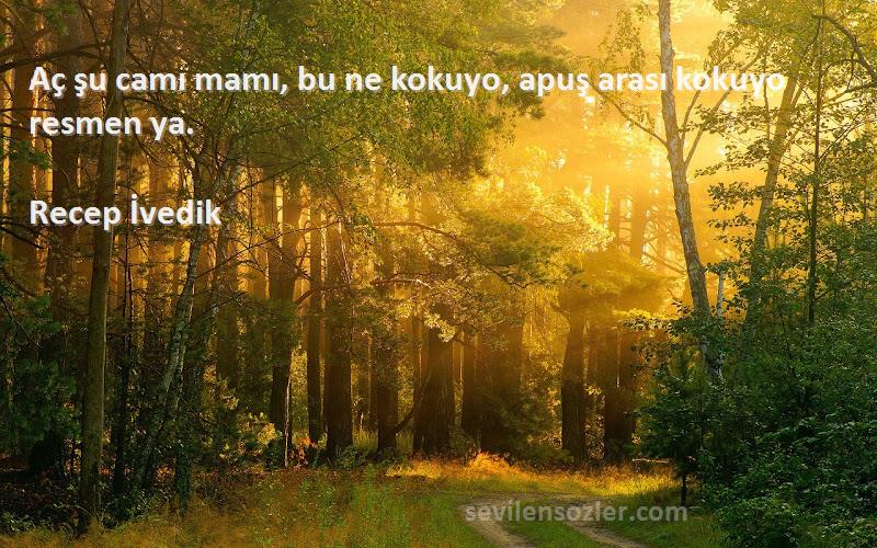 Recep İvedik Sözleri 
Aç şu camı mamı, bu ne kokuyo, apuş arası kokuyo resmen ya.