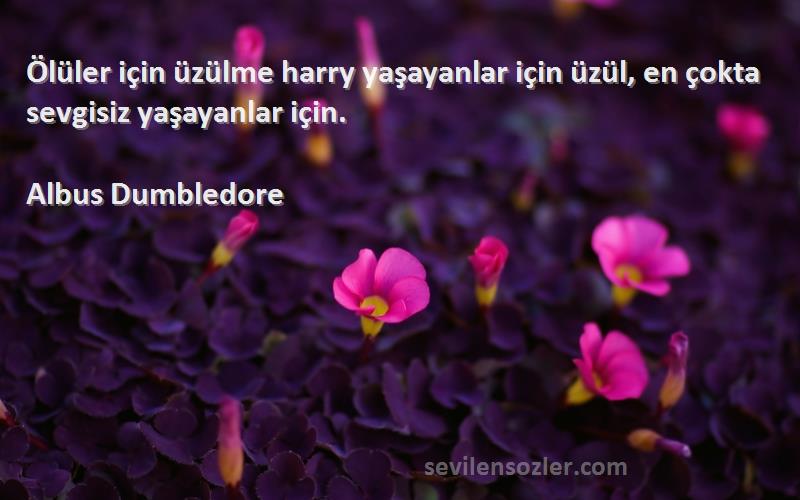 Albus Dumbledore Sözleri 
Ölüler için üzülme harry yaşayanlar için üzül, en çokta sevgisiz yaşayanlar için.