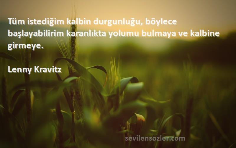 Lenny Kravitz Sözleri 
Tüm istediğim kalbin durgunluğu, böylece başlayabilirim karanlıkta yolumu bulmaya ve kalbine girmeye.