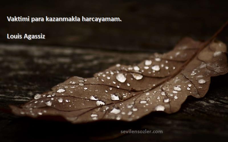 Louis Agassiz Sözleri 
Vaktimi para kazanmakla harcayamam.