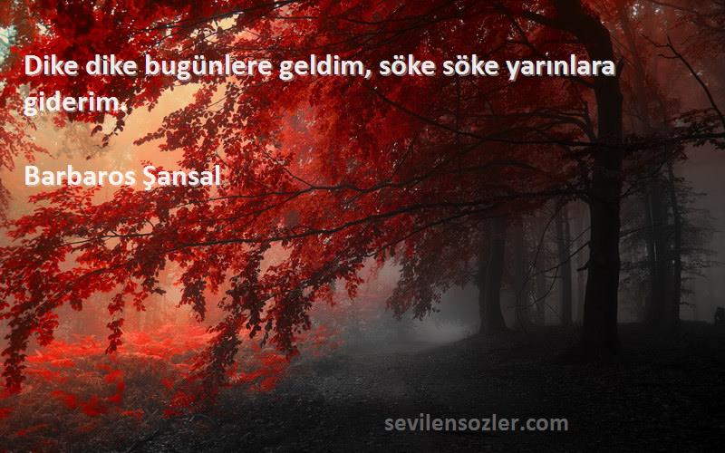 Barbaros Şansal - Dike dike bugünlere geldim, söke söke yarınlara giderim.