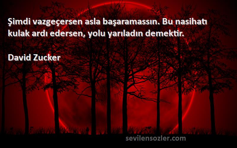 David Zucker - Şimdi vazgeçersen asla başaramassın. Bu nasihatı kulak ardı edersen, yolu yarıladın demektir.