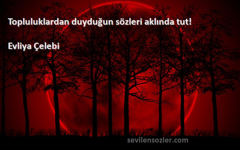 Evliya Çelebi - Topluluklardan duyduğun sözleri aklında tut!