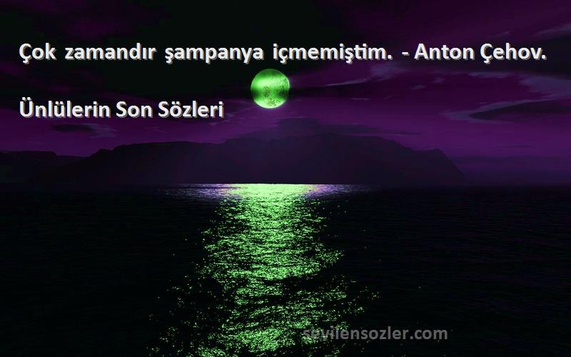 Ünlülerin Son  - Çok zamandır şampanya içmemiştim. - Anton Çehov.