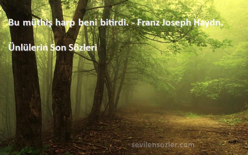 Ünlülerin Son  - Bu müthiş harp beni bitirdi. - Franz Joseph Haydn.