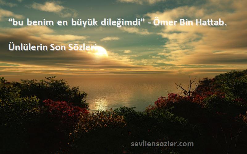 Ünlülerin Son  Sözleri 
“bu benim en büyük dileğimdi” - Ömer Bin Hattab.