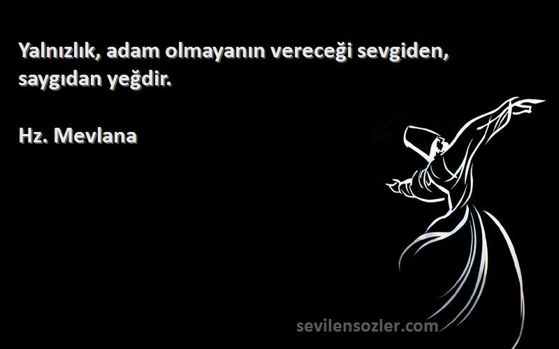 Hz. Mevlana - Yalnızlık, adam olmayanın vereceği sevgiden, saygıdan yeğdir.