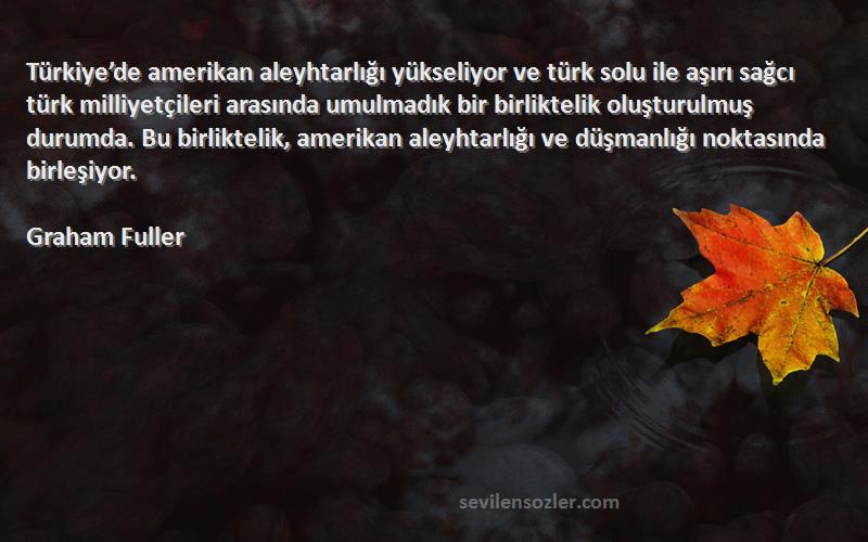 Graham Fuller Sözleri 
Türkiye’de amerikan aleyhtarlığı yükseliyor ve türk solu ile aşırı sağcı türk milliyetçileri arasında umulmadık bir birliktelik oluşturulmuş durumda. Bu birliktelik, amerikan aleyhtarlığı ve düşmanlığı noktasında birleşiyor.