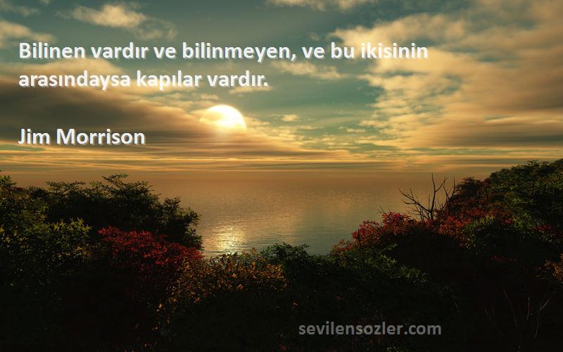 Jim Morrison Sözleri 
Bilinen vardır ve bilinmeyen, ve bu ikisinin arasındaysa kapılar vardır.