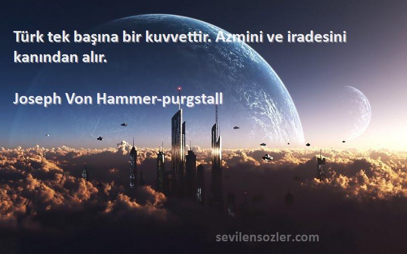Joseph Von Hammer-purgstall - Türk tek başına bir kuvvettir. Azmini ve iradesini kanından alır.