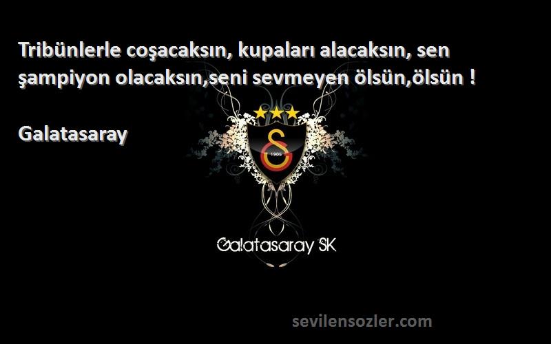 Galatasaray Sözleri 
Tribünlerle coşacaksın, kupaları alacaksın, sen şampiyon olacaksın,seni sevmeyen ölsün,ölsün !